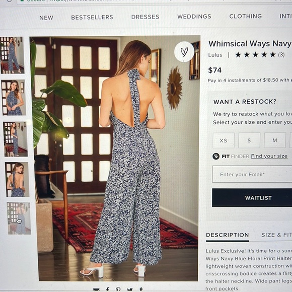 Lulu jumpsuit - new, tags on, never worn! - Picture 2 of 5